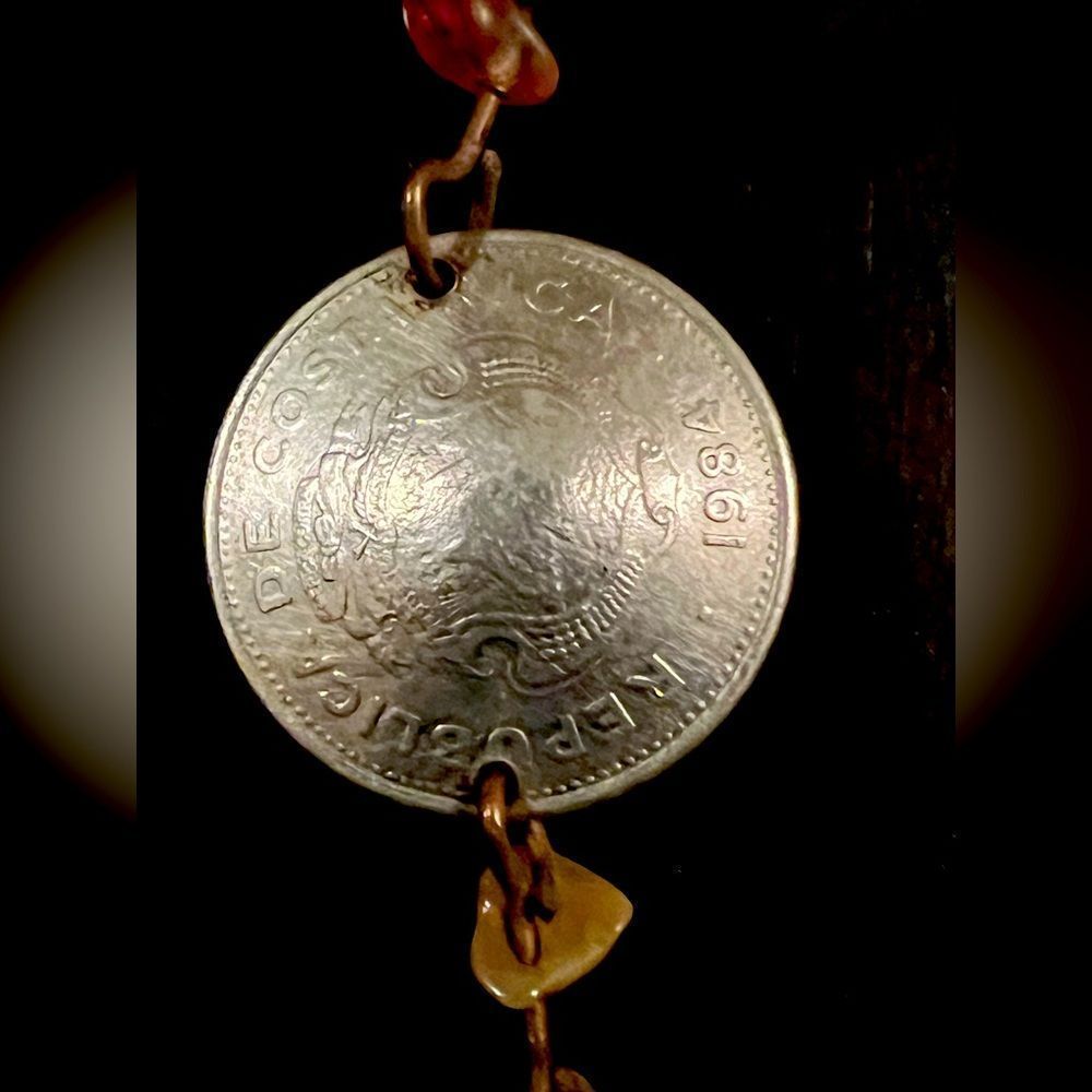 Handmade Republic of Costa Rica Coin Bracelet or Anklet